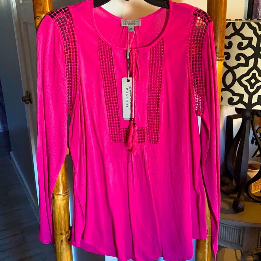 NEW Joseph A Hot Pink Long Sleeve Blouse SZ Med